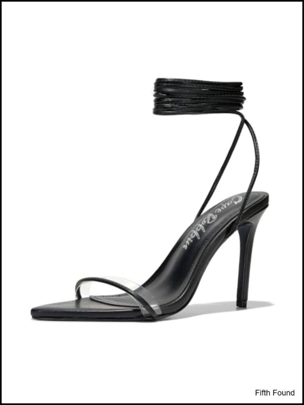 Lace Up Stiletto Heel Sandals - Pointed Open Toe Clear Strap Ankle Wrap Heels
